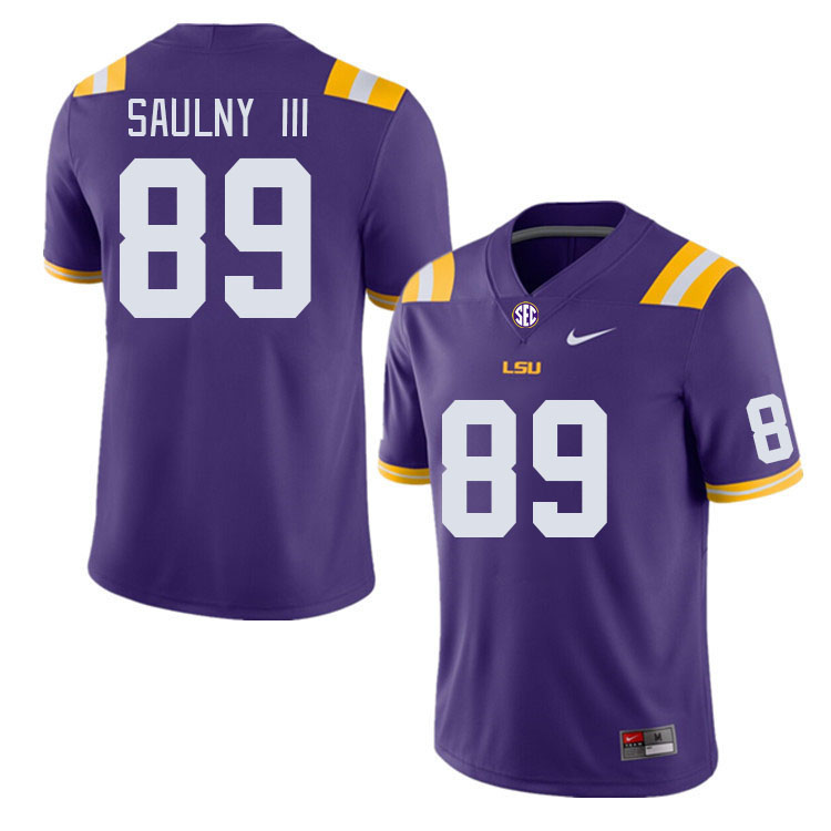 Men #89 Donald Saulny III LSU Tigers College Football Jerseys Stitched-Purple